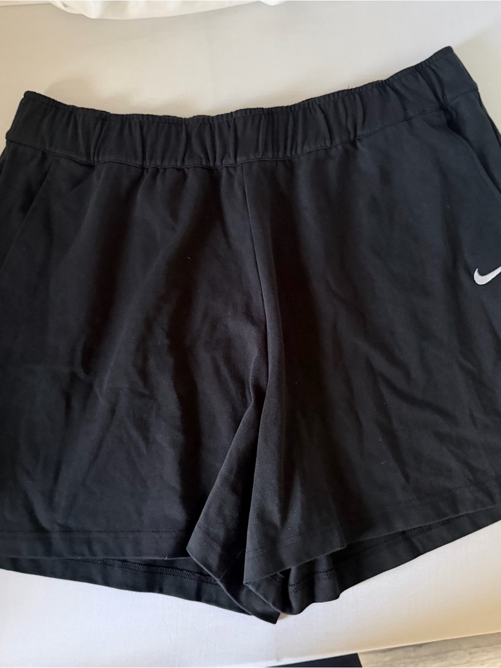 Nike Women’s Black Athletic Shorts with White Swoosh 1X